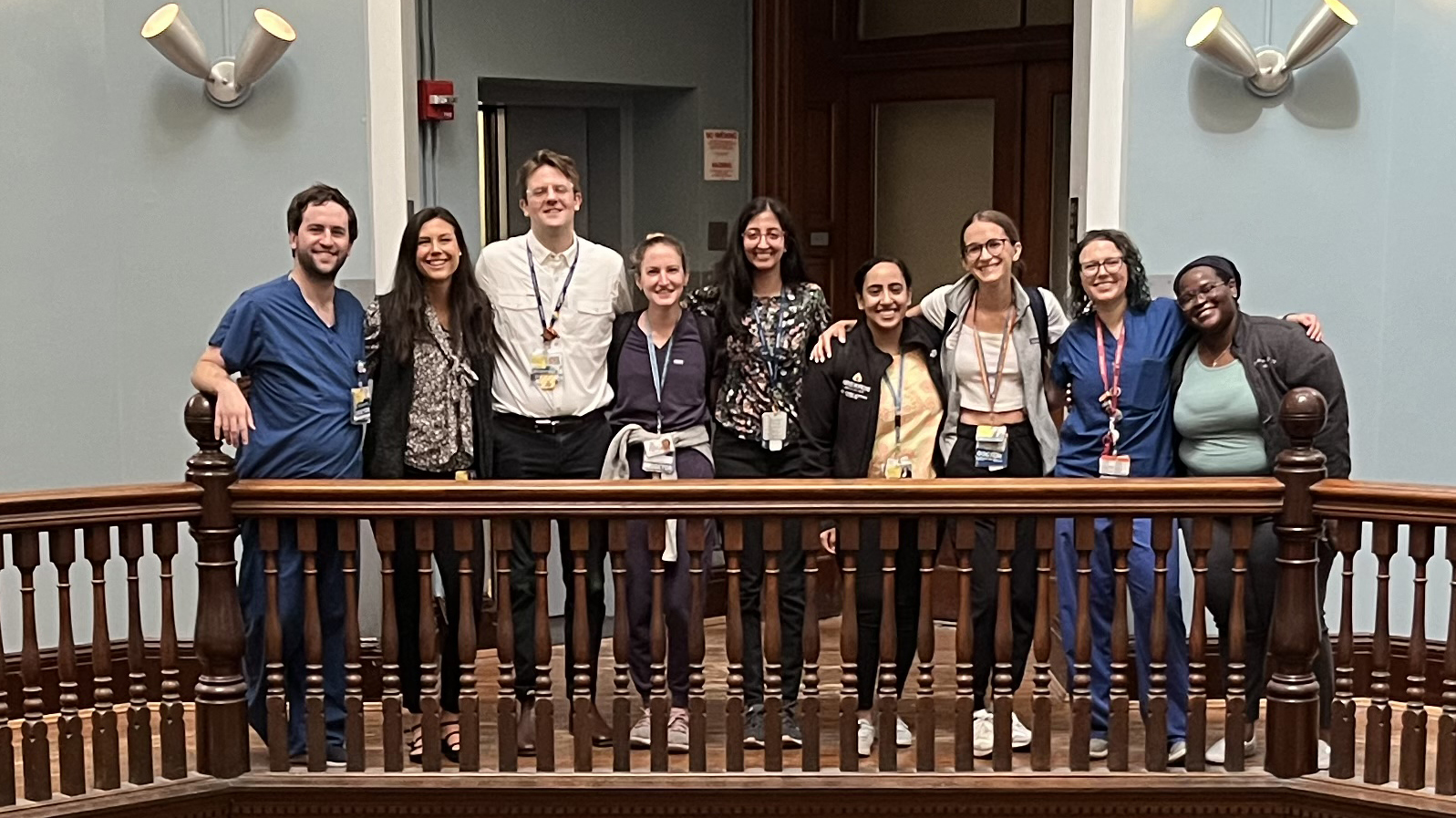 Will Squiers (far left) poses with his coresidents at Johns Hopkins.